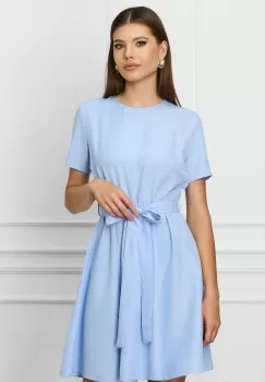 Rochie Dy Fashion bleu cu cordon in talie imagine