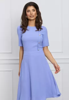 Rochie Dy Fashion bleu cu nasturi decorativi pe bust imagine