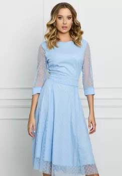Rochie DY Fashion bleu din tull cu buline catifelate imagine