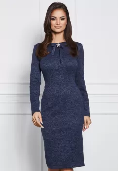 Rochie Dy Fashion bleumarin cu funda si brosa imagine