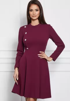 Rochie Dy Fashion bordo cu nasturi decorativi imagine