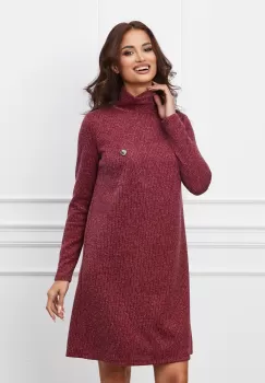 Rochie Dy Fashion bordo din jerse cu buzunar pe bust imagine