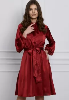 Rochie Dy Fashion caramizie cu elastic si cordon in talie imagine