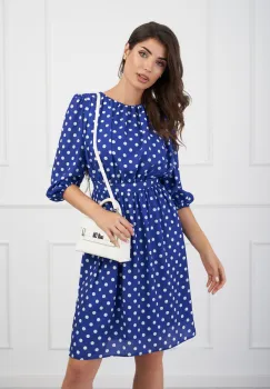 Rochie DY Fashion clos albastra cu buline albe imagine