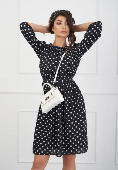 Rochie DY Fashion clos neagra cu buline albe imagine