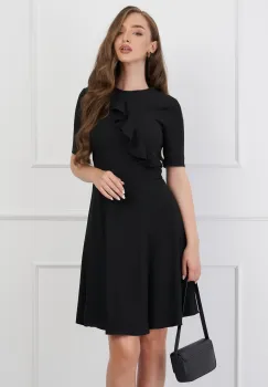 Rochie DY Fashion clos neagra cu volan pe bust imagine