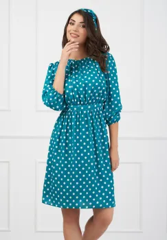 Rochie DY Fashion clos verde cu buline albe imagine