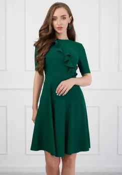 Rochie DY Fashion clos verde cu volan pe bust imagine