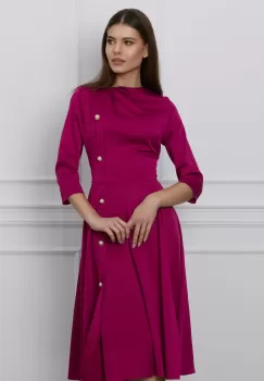 Rochie Dy Fashion fucsia cu nasturi pe o parte imagine