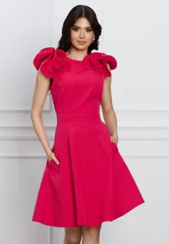 Rochie DY Fashion fucsia cu volane la umeri imagine