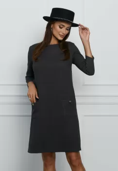Rochie Dy Fashion gri cu buzunare imagine
