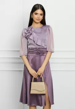 Rochie DY Fashion lila cu bust din voal si fusta din satin imagine
