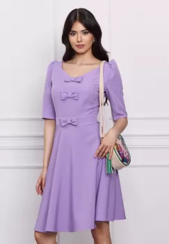 Rochie DY Fashion lila cu fundite pe bust imagine