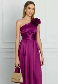 Rochie DY Fashion magenta cu floare maxi pe un umar imagine