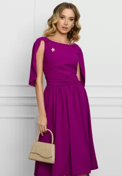 Rochie DY Fashion magenta cu maneci petrecute imagine