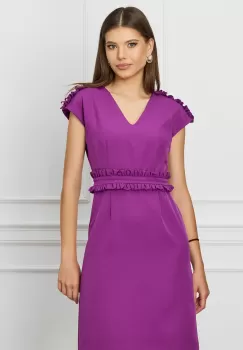 Rochie DY Fashion magenta cu volanase in talie si la umeri imagine