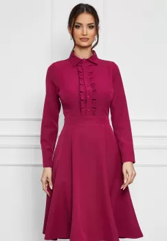Rochie Dy Fashion magenta cu volanase si nasturi la bust imagine