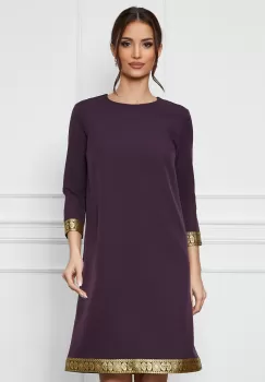 Rochie Dy Fashion mov cu banda decorativa la baza imagine