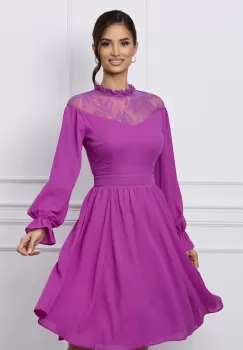 Rochie Dy Fashion mov cu dantela la bust imagine