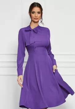 Rochie Dy Fashion mov cu funda la guler si nasturi pe bust imagine