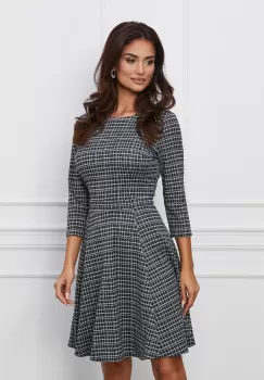 Rochie Dy Fashion neagra clos cu print albastru imagine