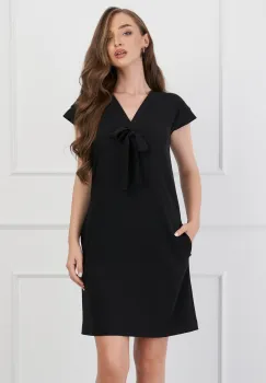 Rochie DY Fashion neagra cu funda la decolteu imagine