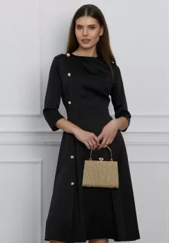 Rochie Dy Fashion neagra cu nasturi pe o parte imagine