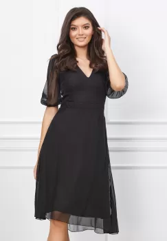 Rochie Dy Fashion neagra vaporoasa din voal imagine