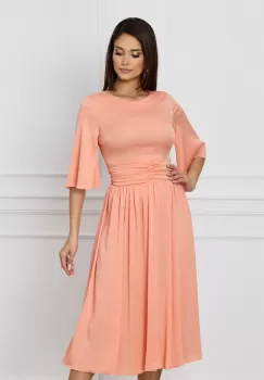 Rochie Dy Fashion peach clos cu talie marcata imagine