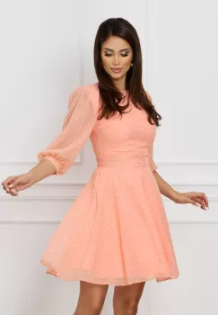 Rochie Dy Fashion peach cu buline albe imagine