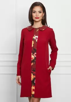 Rochie Dy Fashion rosie cu banda decorativa imprimata imagine