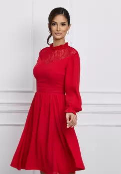Rochie Dy Fashion rosie cu dantela la bust imagine