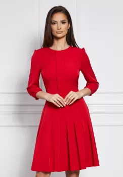 Rochie Dy Fashion rosie cu pliuri pe bust si fusta imagine