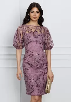 Rochie DY Fashion roz conica din dantela imagine