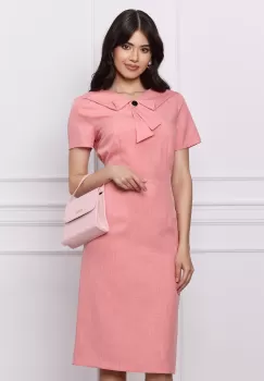 Rochie DY Fashion roz cu aplicatie tip cravata imagine