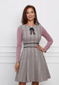 Rochie Dy Fashion roz cu carouri gri imagine