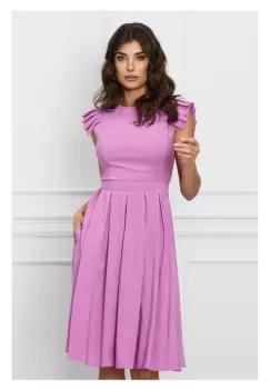 Rochie DY Fashion roz cu maneci scurte evantai imagine