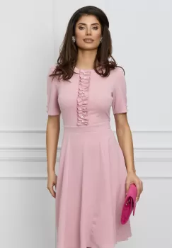 Rochie Dy Fashion roz cu volanase pe bust imagine