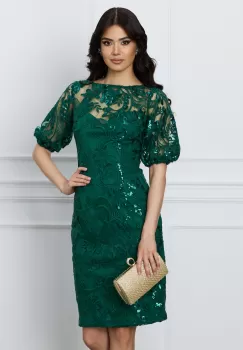 Rochie DY Fashion verde conica din dantela imagine