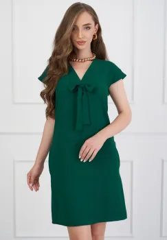 Rochie DY Fashion verde cu funda la decolteu imagine