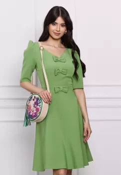 Rochie DY Fashion verde cu fundite pe bust imagine