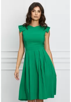 Rochie DY Fashion verde cu maneci scurte evantai imagine