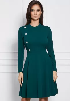 Rochie Dy Fashion verde cu nasturi decorativi imagine