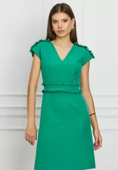 Rochie DY Fashion verde cu volanase in talie si la umeri imagine