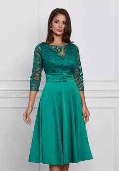 Rochie Dy Fashion verde din satin cu bust din dantela imagine