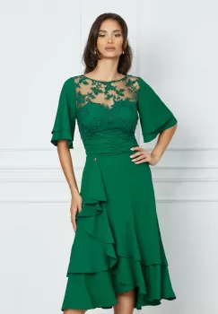 Rochie Dy Fashion verde din triplu voal cu bust din dantela imagine