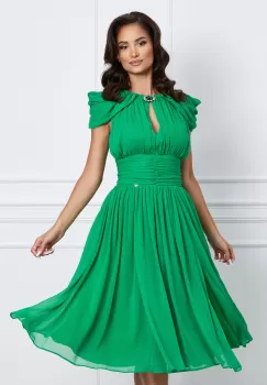 Rochie DY Fashion verde din voal cu accesoriu imagine