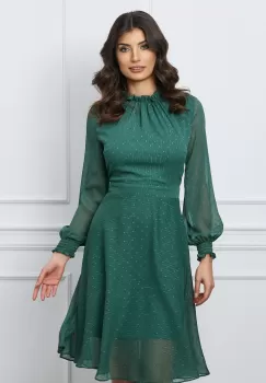 Rochie Dy Fashion verde din voal cu fir lurex imagine