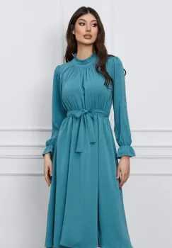 Rochie Dy Fashion verde mint cu cordon in talie imagine