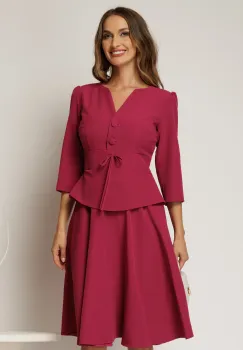 Rochie eleganta magenta tip sacou cu peplum imagine